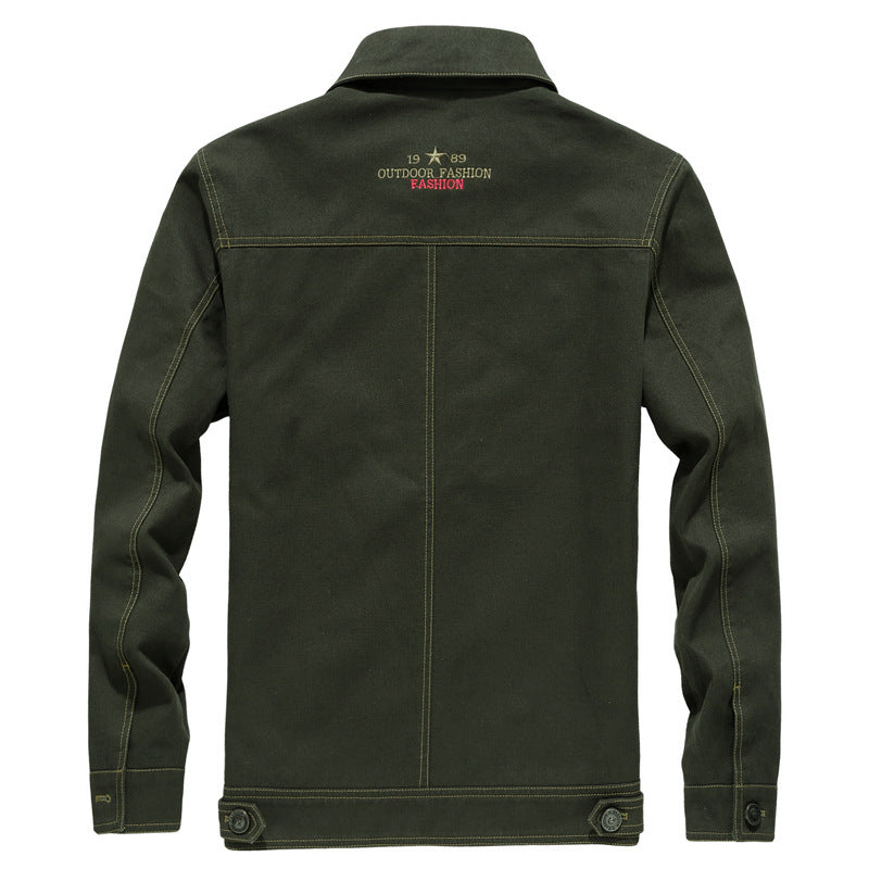 Herren Robust verarbeitete Canvas-Workerjacke mit Brustklappen, Innensaumfutter und Badge-Details Echo Archiv