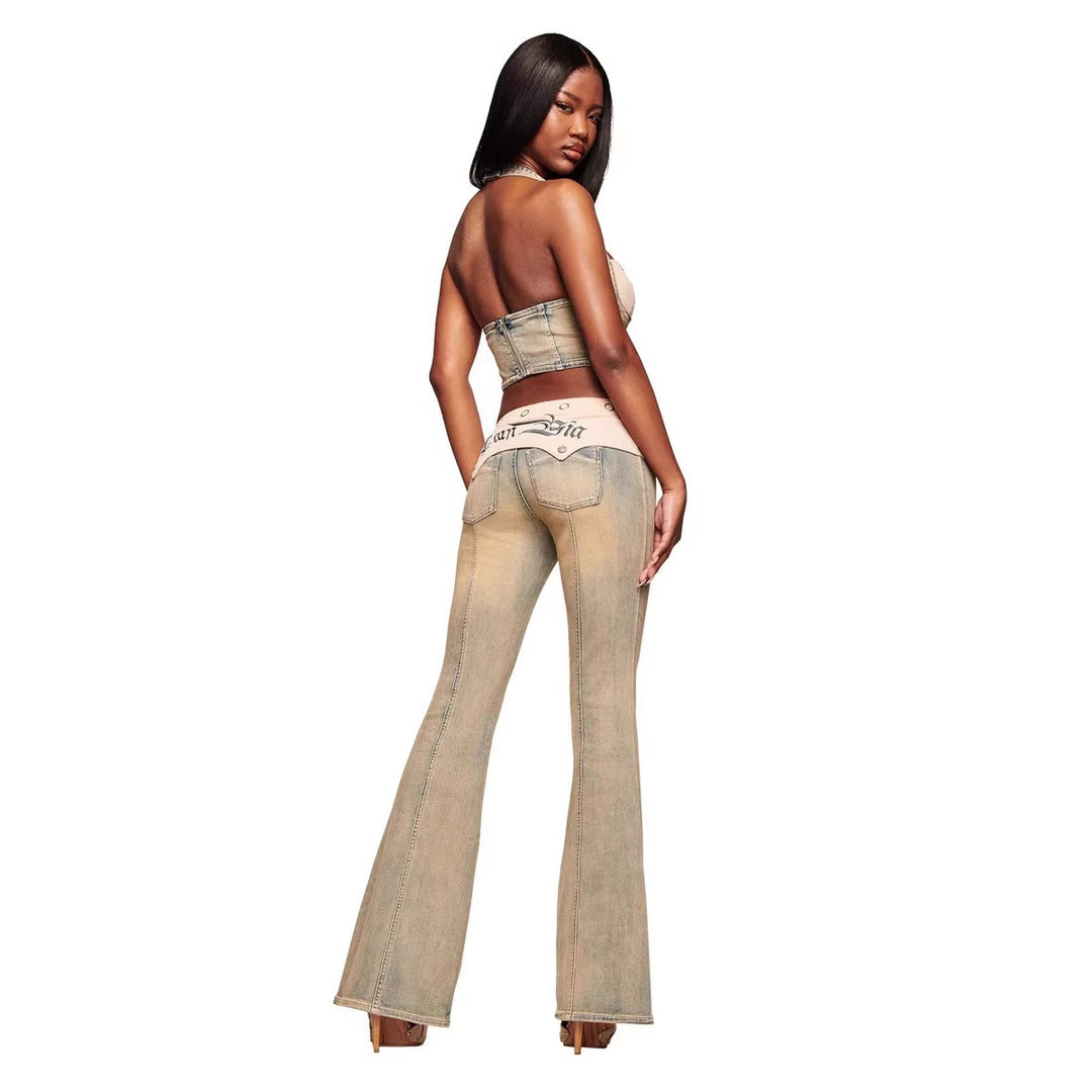 Damen Denim Bustier mit Cord-Ausschnitt Echo Archiv