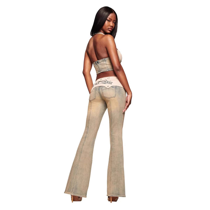 Damen Denim Bustier mit Cord-Ausschnitt Echo Archiv