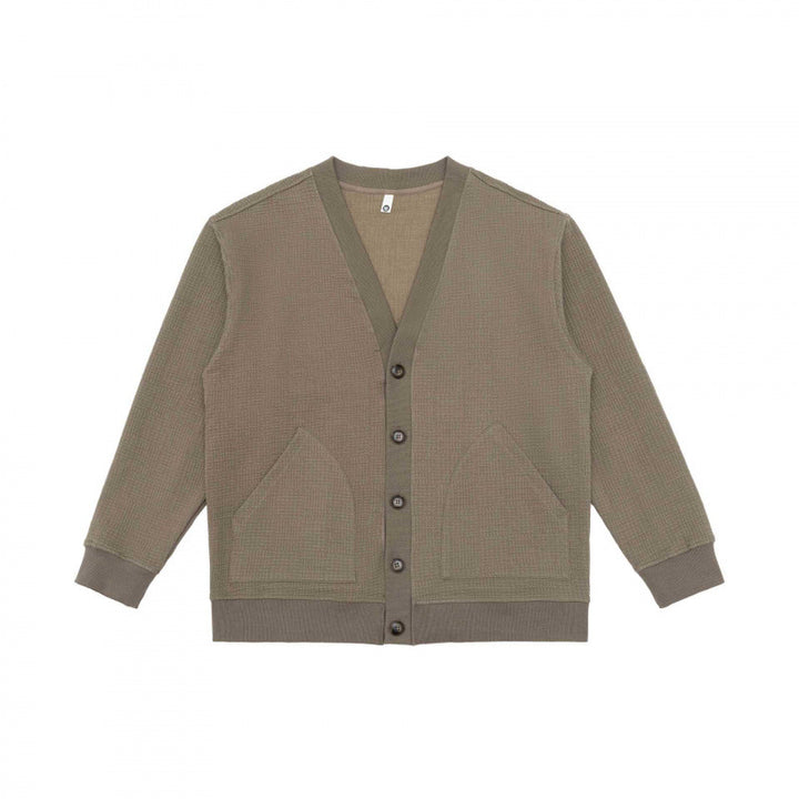 Unisex Oversize Waffelstrick-Cardigan mit V-Ausschnitt, Knopfleiste und aufgesetzten Taschen Echo Archiv