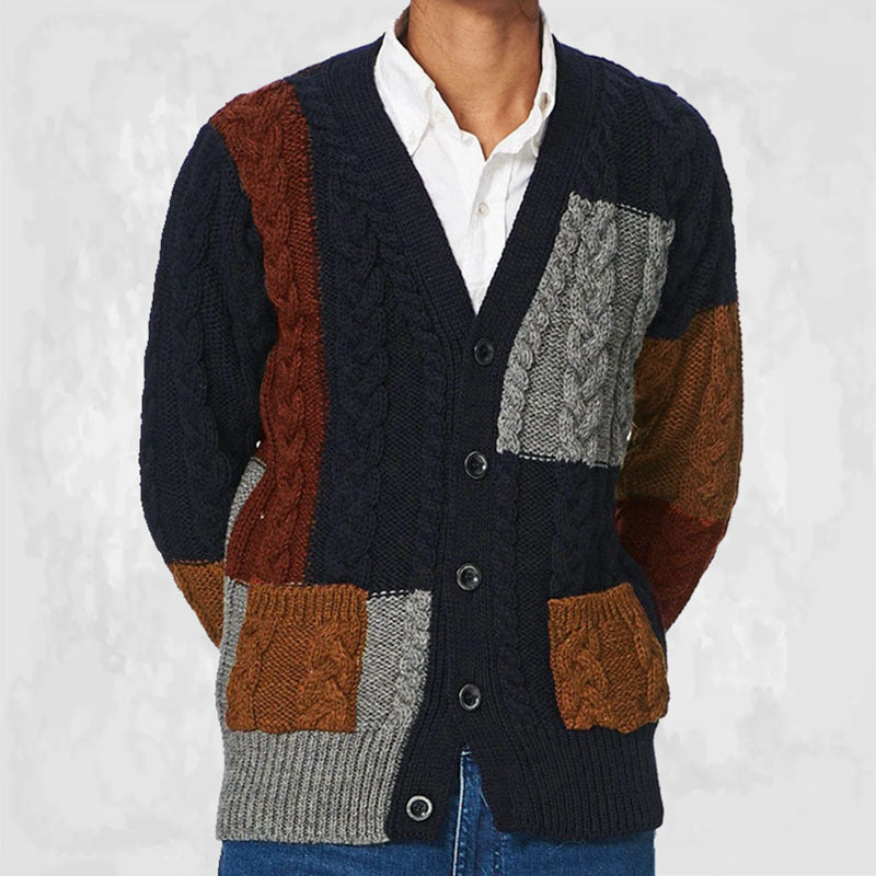 Herren Strickjacke mit Mehrfarbenmuster und praktischen Taschen Echoarchiv