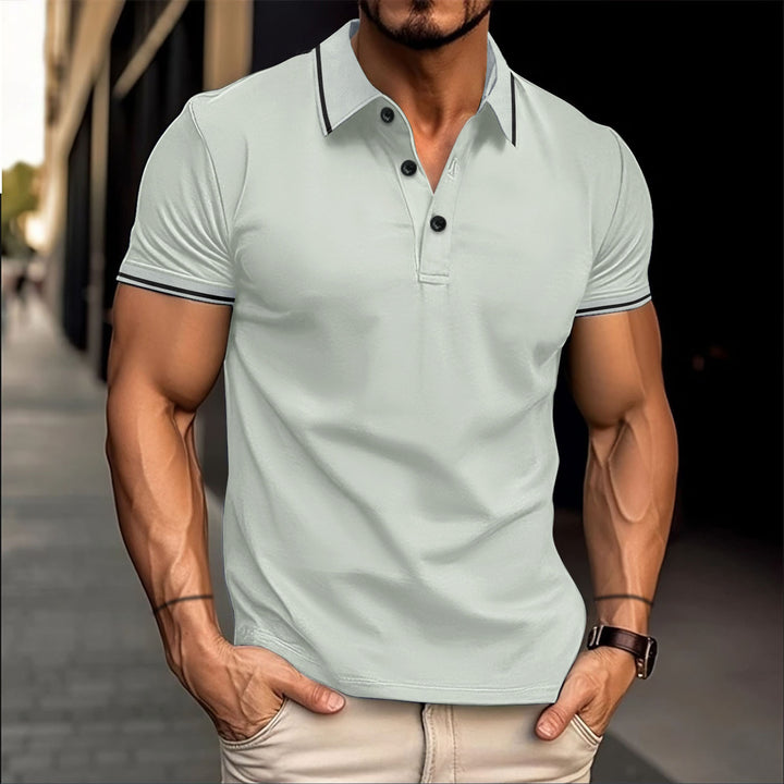 Herren stilvolles Kurzarm-Polo mit Kontrastdetails Echoarchiv