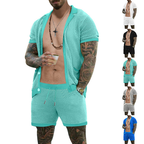 Herren atmungsaktives Künstler-Shorts-Set mit strukturiertem Design Echoarchiv