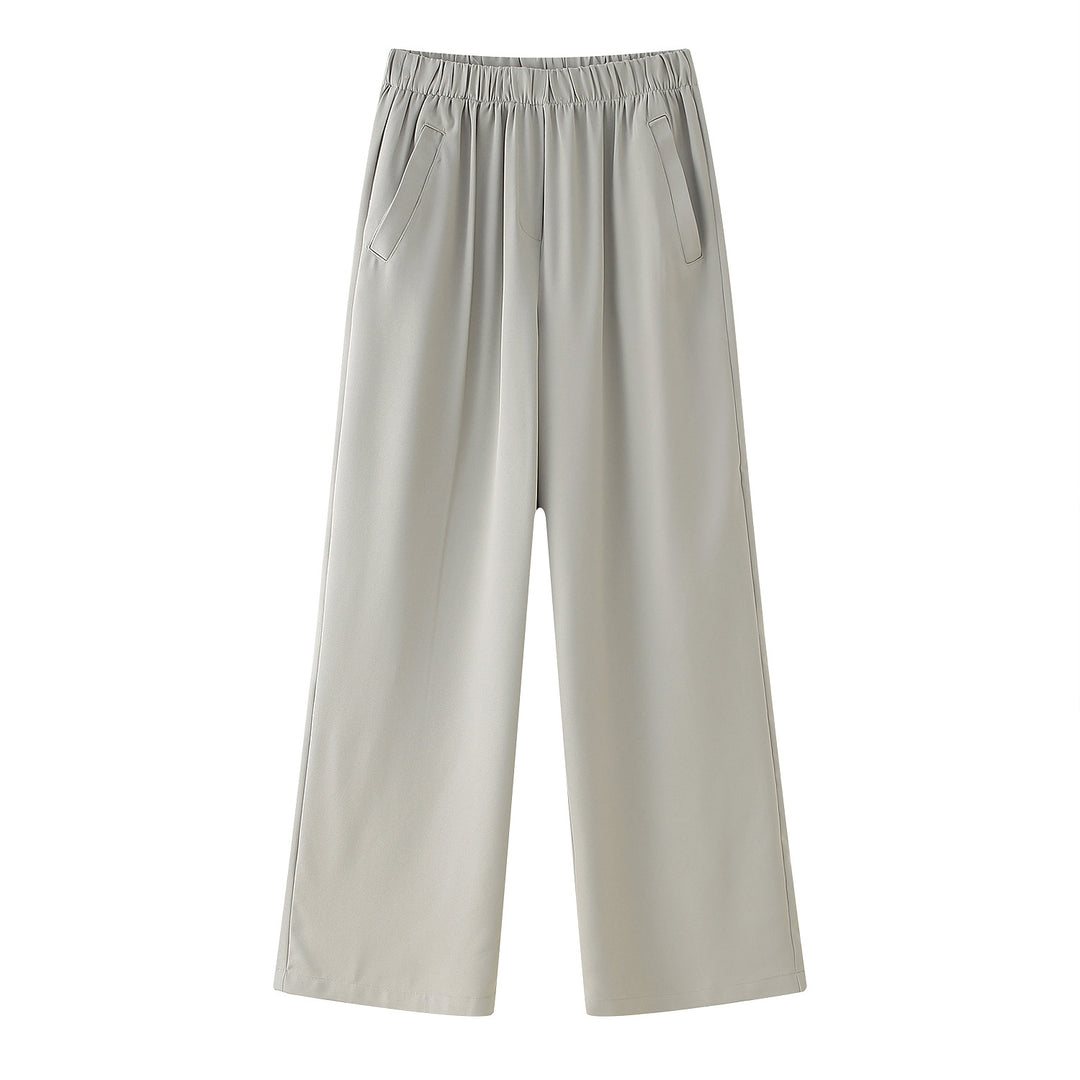 Damen Weite Komforthose mit hoher Taille, elastischem Taillenbund und Eingrifftaschen Echoarchiv