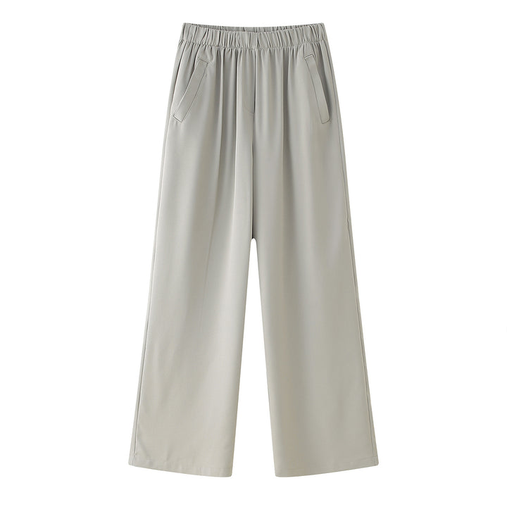 Damen Weite Komforthose mit hoher Taille, elastischem Taillenbund und Eingrifftaschen Echoarchiv