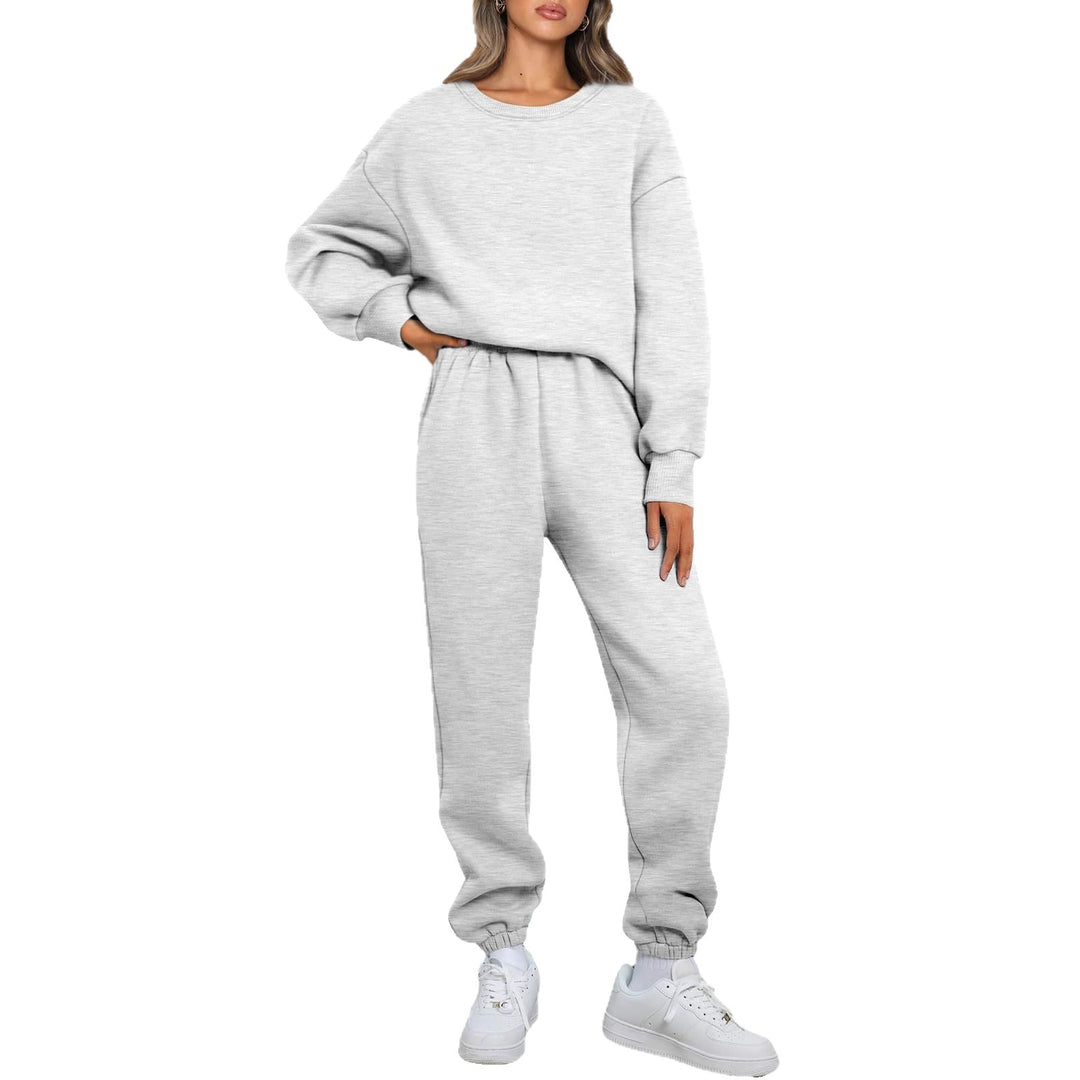 Damen gemütliches zweiteiliges Lounge-Set aus French-Terry mit Oversize-Sweatshirt und taillierter Jogginghose – Élanora
