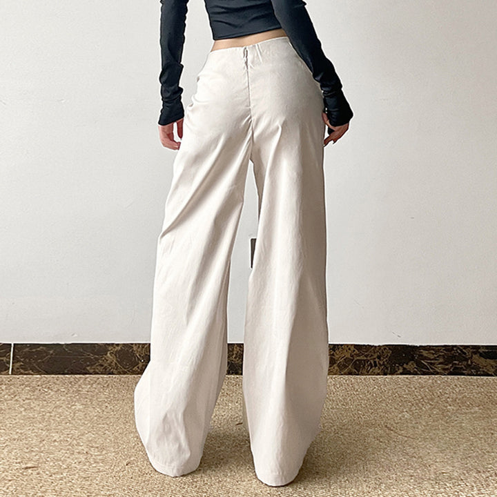 Damen hochtaillierte Palazzohose mit Drapé-Detail und weitem Bein – Avélisse