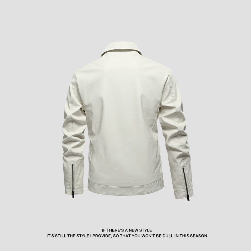 Herren modische Kunstlederjacke mit klassischer Schnittführung und praktischen Taschen Echoarchiv