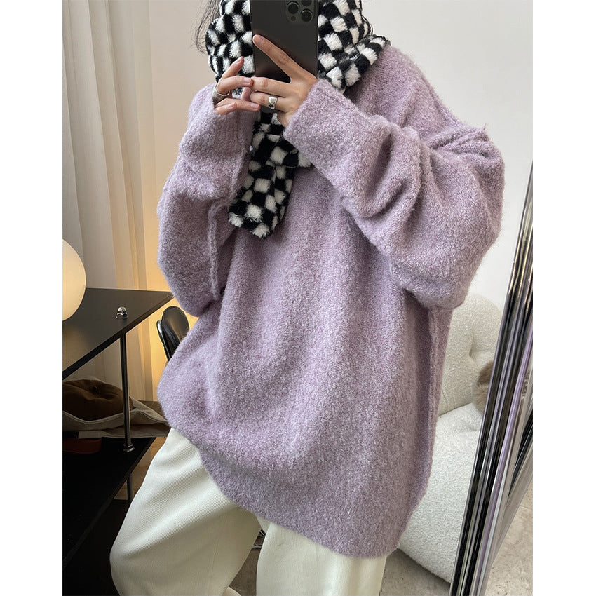 Damen Kuscheliges Oversize‑Strickkleid mit Bouclé‑Struktur und Rundhalsausschnitt Echoarchiv