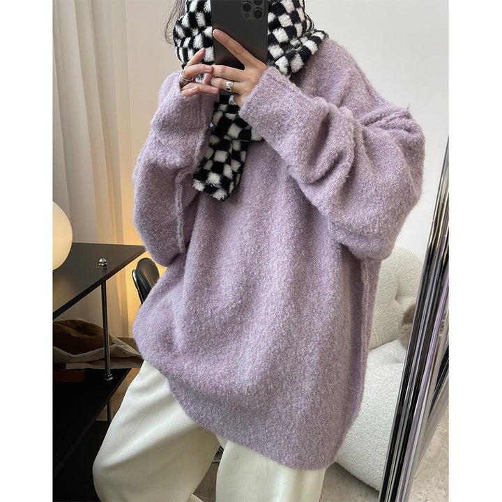 Damen Kuscheliges Oversize‑Strickkleid mit Bouclé‑Struktur und Rundhalsausschnitt Echoarchiv