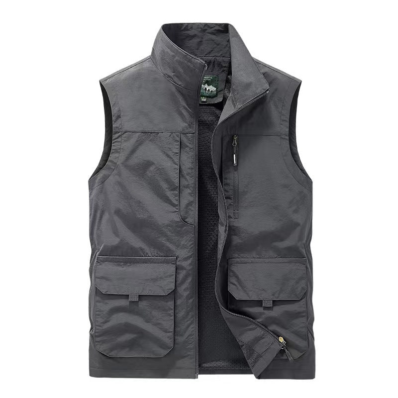 Herren Multifunktionale Utility-Weste mit Stehkragen und Mehrfachtaschen Echo Archiv