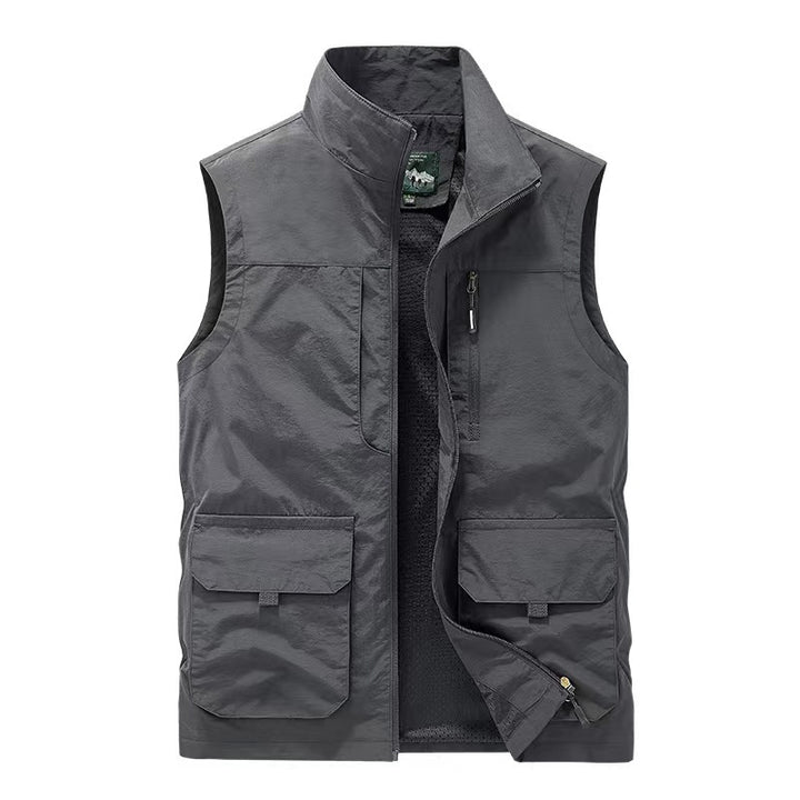 Herren Multifunktionale Utility-Weste mit Stehkragen und Mehrfachtaschen Echo Archiv