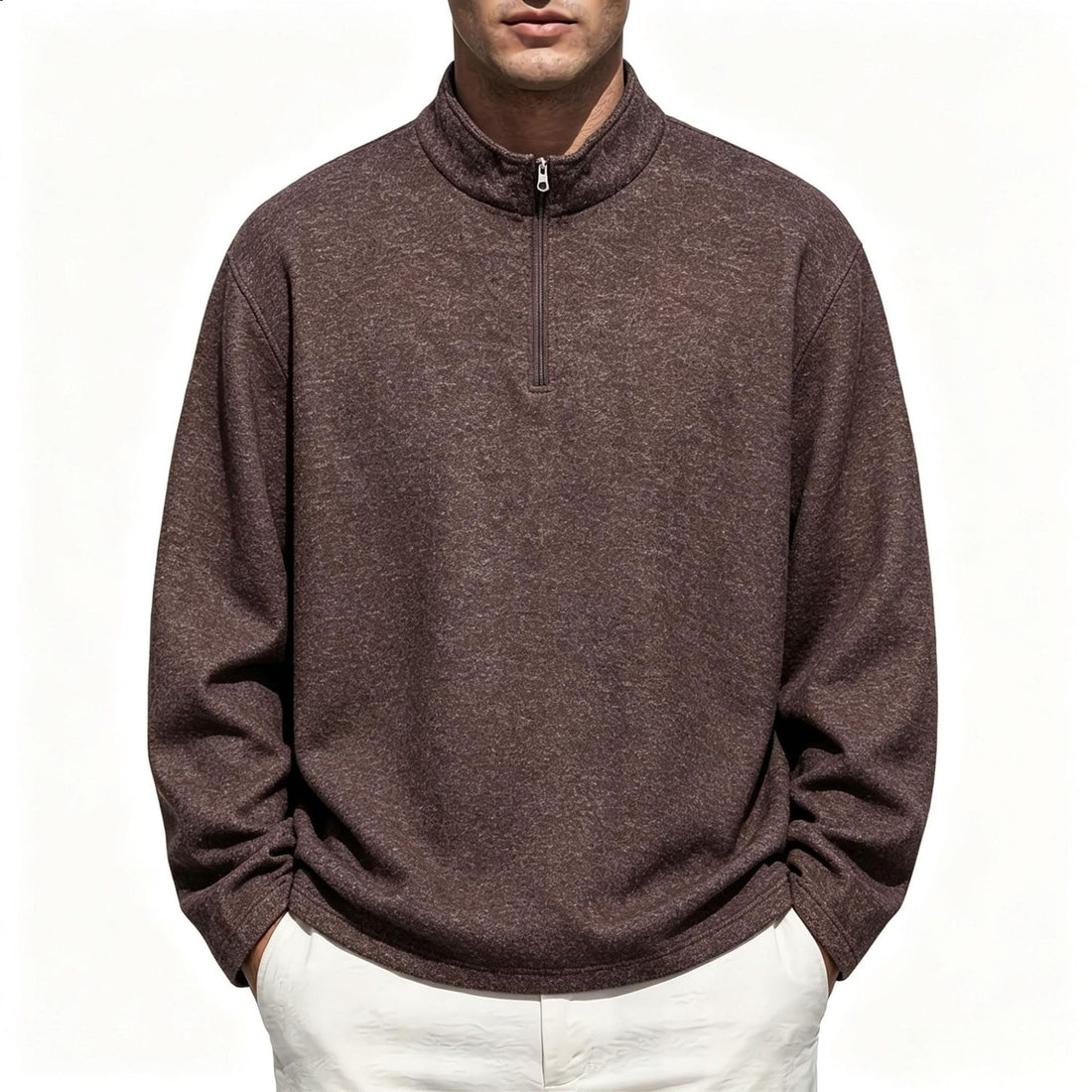Herren Halbzip-Sweatshirt mit Stehkragen und melierter Struktur Echo Archiv