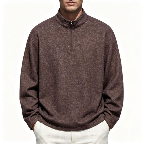 Herren Halbzip-Sweatshirt mit Stehkragen und melierter Struktur Echo Archiv