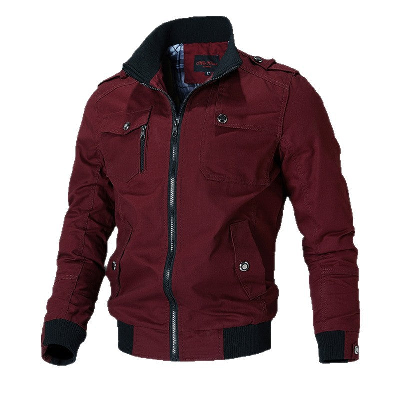 Herren Leichte Canvas-Fieldjacke mit Reißverschluss und Schulterklappen Echoarchiv