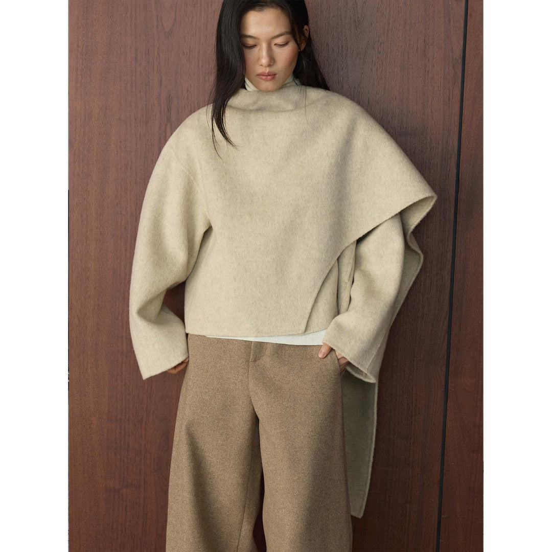 Damen Cape Mantel mit asymmetrischem Überwurf und Wollmix Echoarchiv