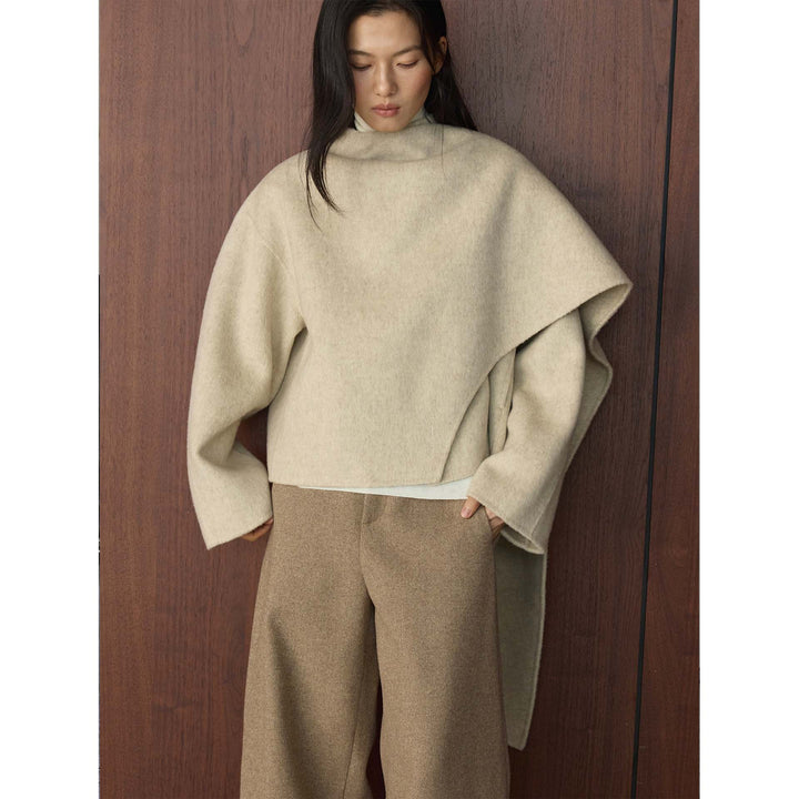 Damen Cape Mantel mit asymmetrischem Überwurf und Wollmix Echoarchiv