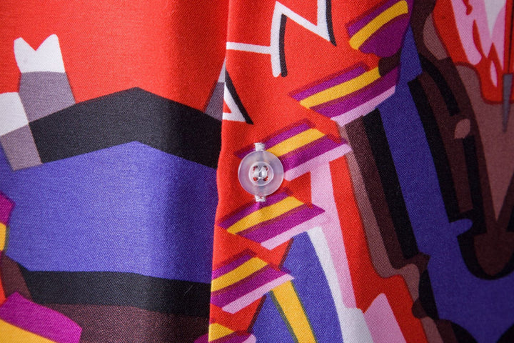 Herren Kurzarmhemd mit auffälligem geometrischen Design und praktischer Brusttasche Echoarchiv