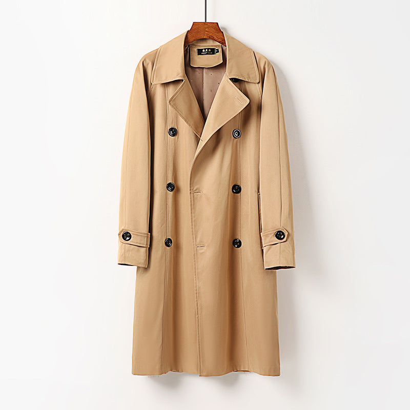 Herren Wasserabweisender Doppelreihiger Trenchcoat mit breitem Revers und knieumspielender Länge Echoarchiv