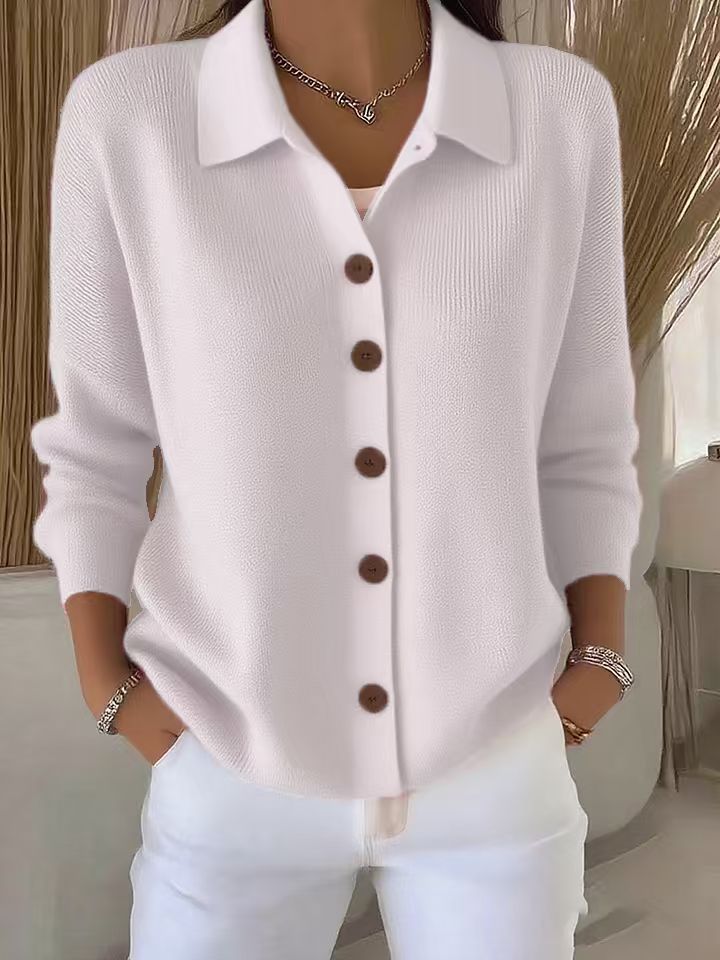 Damen nan Feinstrickjacke mit Hemdkragen und durchgehender Knopfleiste Echo Archiv