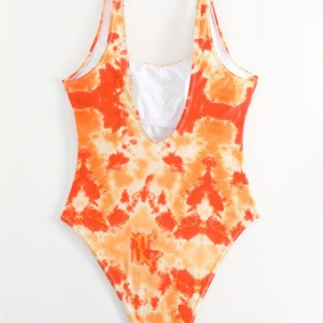 Damen Einteiliger sportlicher Badeanzug mit modischem Tie-Dye-Design Echo Archiv