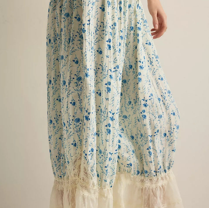 Damen Blumenmuster Hose mit Spitzenabschlüssen Echo Archiv