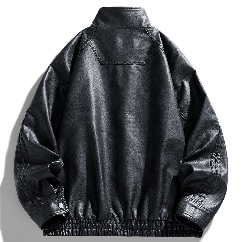 Herren lässige Kunstlederjacke im modernen Oversized-Schnitt mit funktionalen Taschen Echoarchiv
