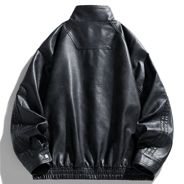 Herren lässige Kunstlederjacke im modernen Oversized-Schnitt mit funktionalen Taschen Echoarchiv
