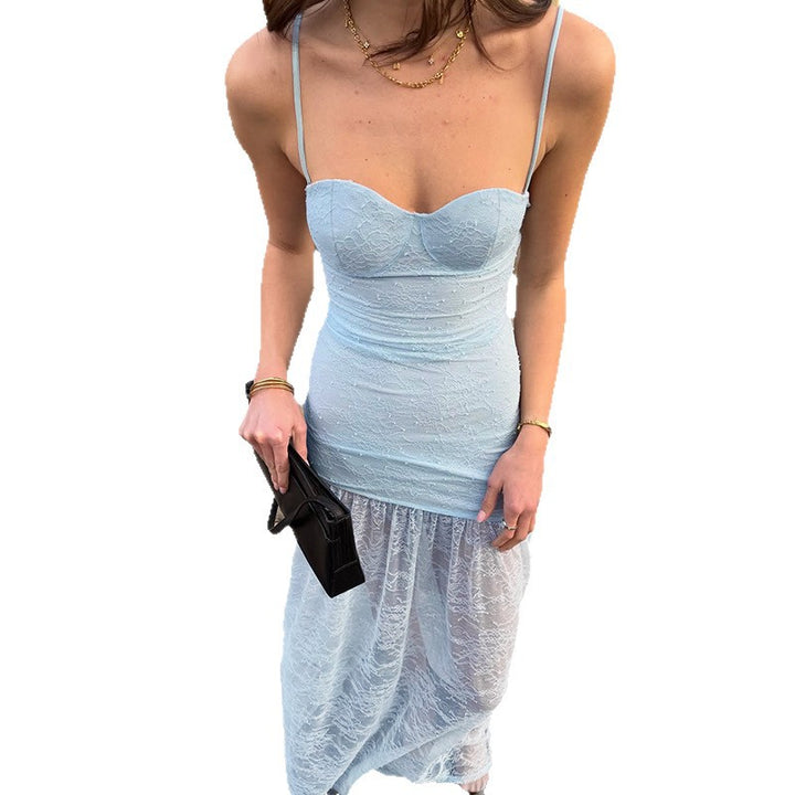 Damen Gerafftes Maxikleid mit Spitzen-Overlay Echo Archiv