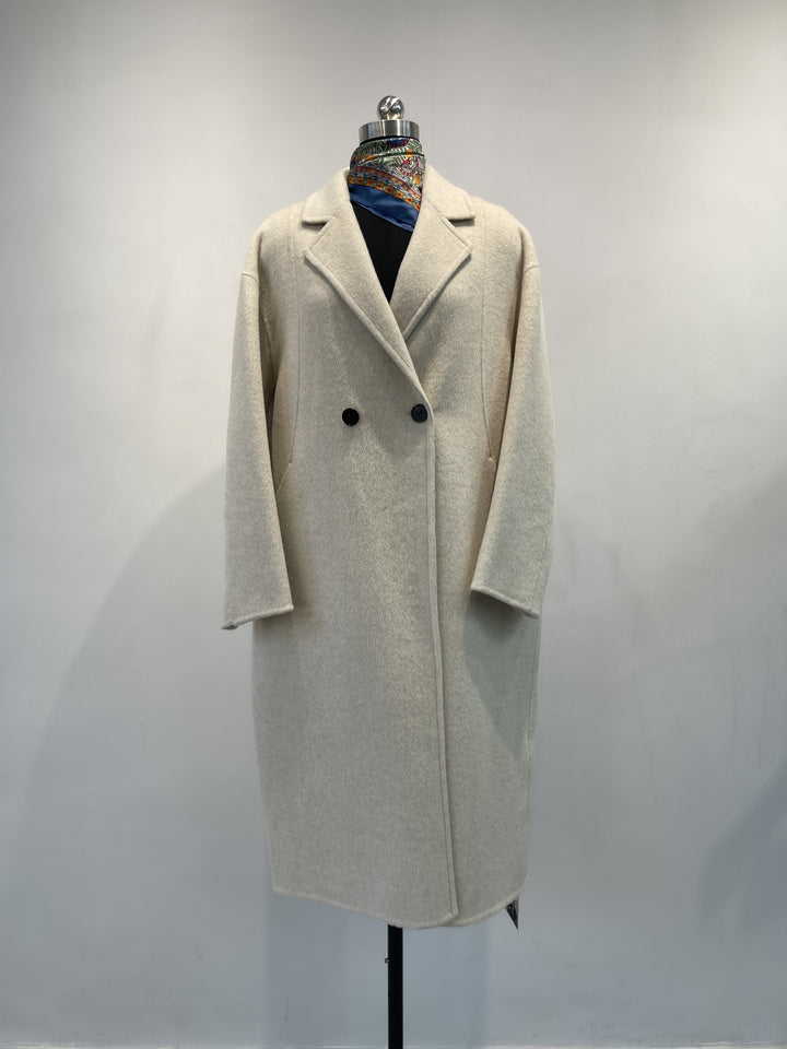 Damen maßgeschneiderter Fleece Doppelreiher Mantel Echoarchiv