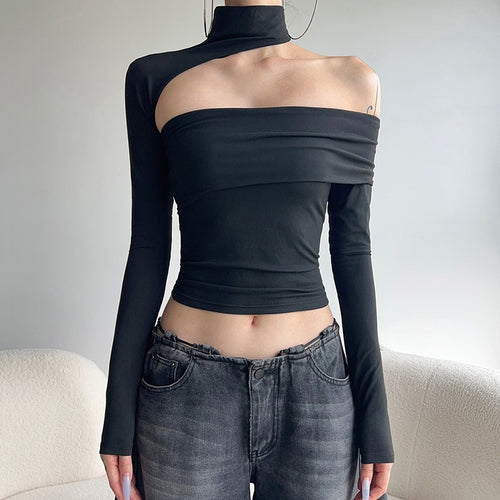 Damen modisches Oberteil mit asymmetrischem Schnitt und elegantem Rüschenbesatz Echo Archiv
