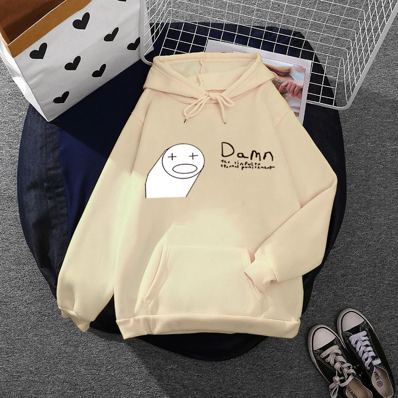 Damen Kapuzenpullover mit minimalistischer Grafik, lockerer Oversize-Passform und Kängurutasche – Auréline