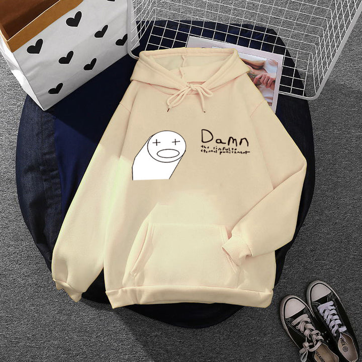 Damen Kapuzenpullover mit minimalistischer Grafik, lockerer Oversize-Passform und Kängurutasche – Auréline