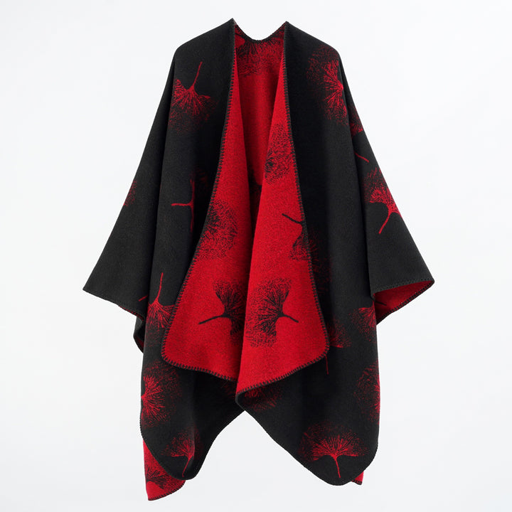 Damen Oversize‑Wickelcape aus jacquardgestricktem Wollmix mit Pusteblumenmuster Echo Archiv
