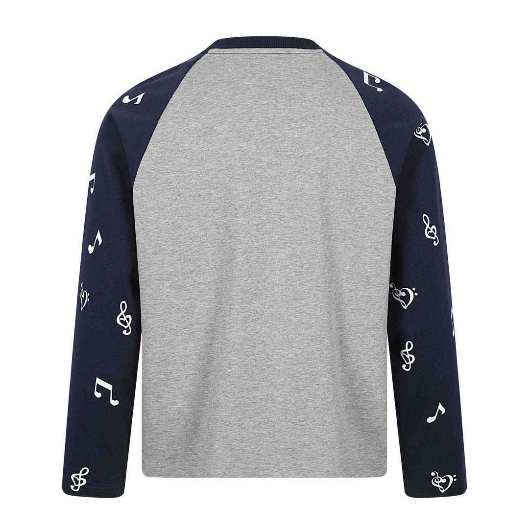 Unisex Langarm-Raglanshirt mit Musikprint und Notenärmeln Echoarchiv