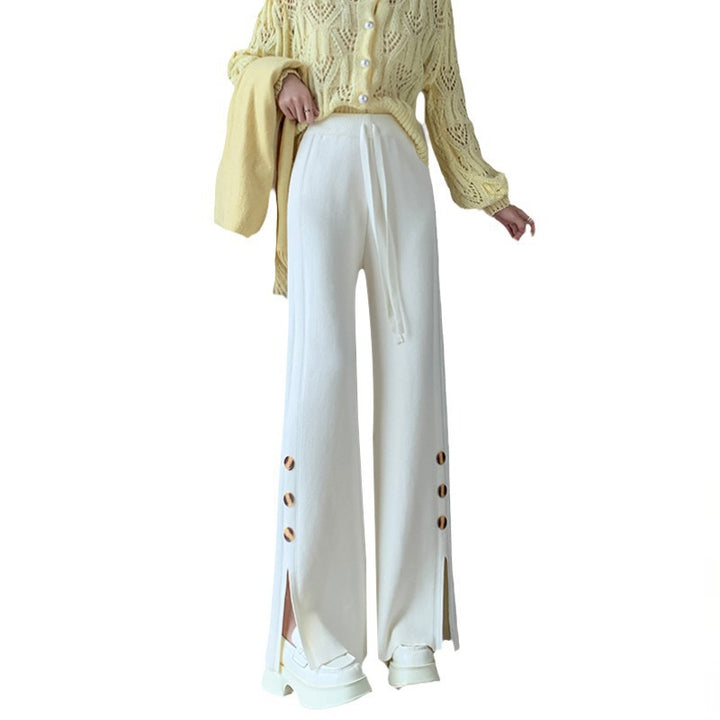 Damen Weitgeschnittene Strickhose mit Knopfdetails Echo Archiv