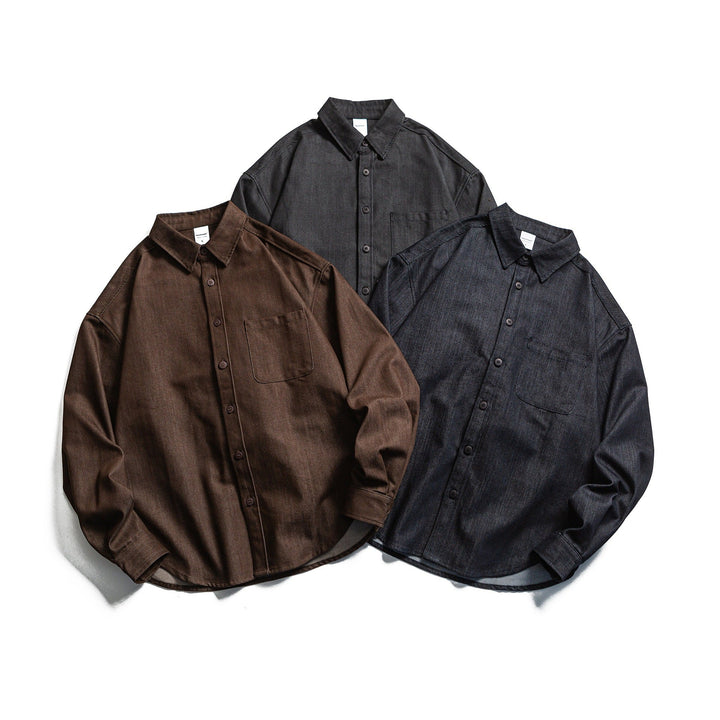 Herren Boxy Hemdjacke aus robustem Twill mit abgerundetem Saum Echoarchiv