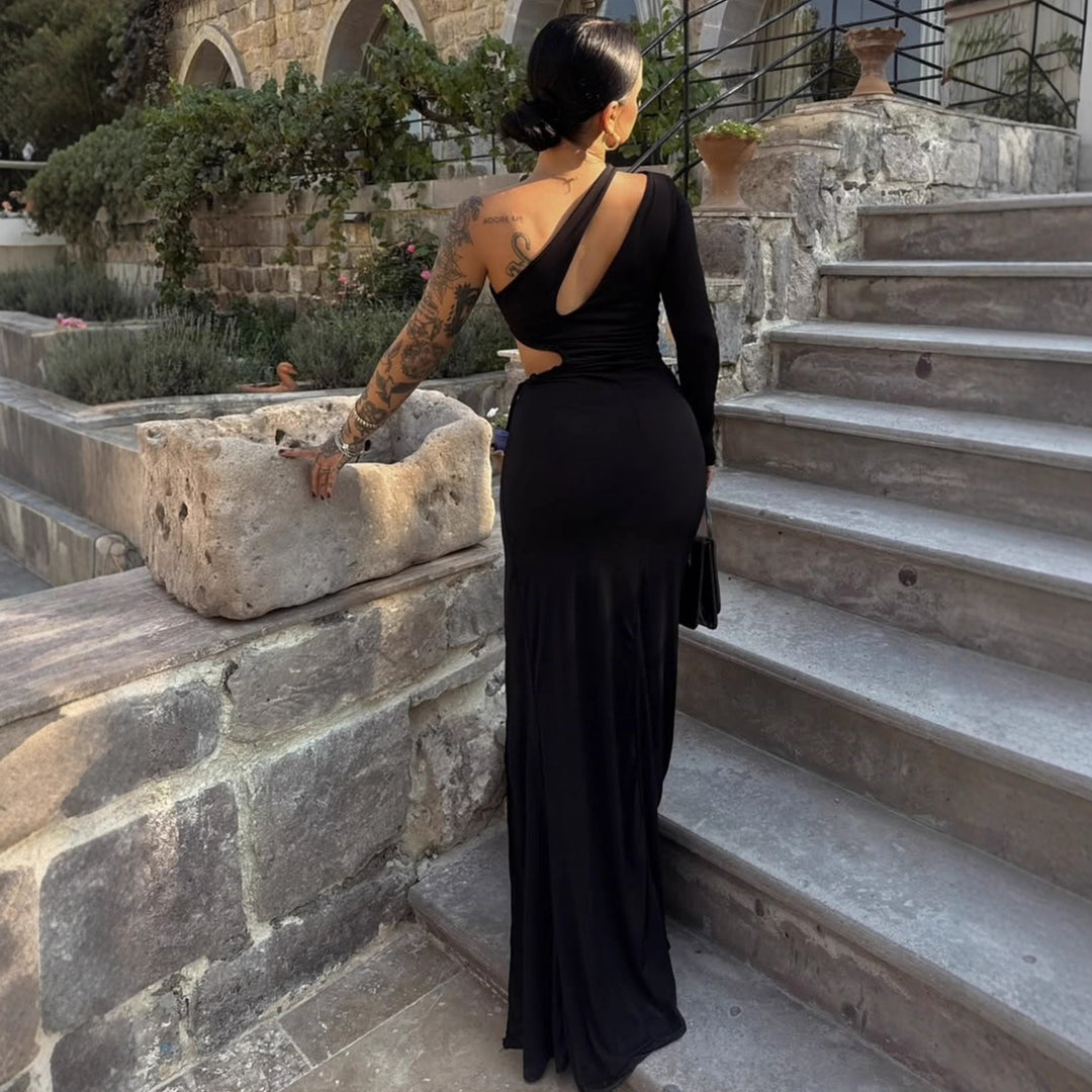 Damen Elegantes asymmetrisches Kleid mit Schößchen und hautfreundlichem Stoff Echo Archiv