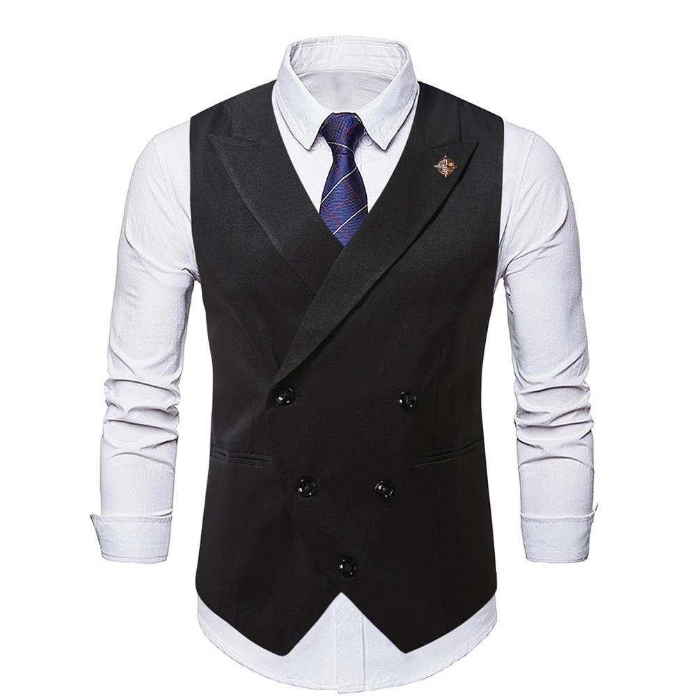 Herren elegante Business-Weste mit doppelter Knopfleiste und feiner Textur Echoarchiv