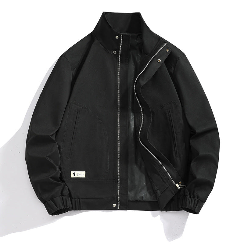 Herren leichte Canvas-Utility-Jacke mit Stehkragen, verdeckter Zweiwege-Reißverschluss und elastischen Bündchen – Taviero