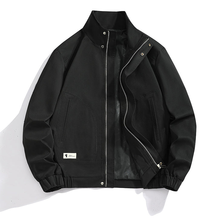 Herren leichte Canvas-Utility-Jacke mit Stehkragen, verdeckter Zweiwege-Reißverschluss und elastischen Bündchen – Taviero
