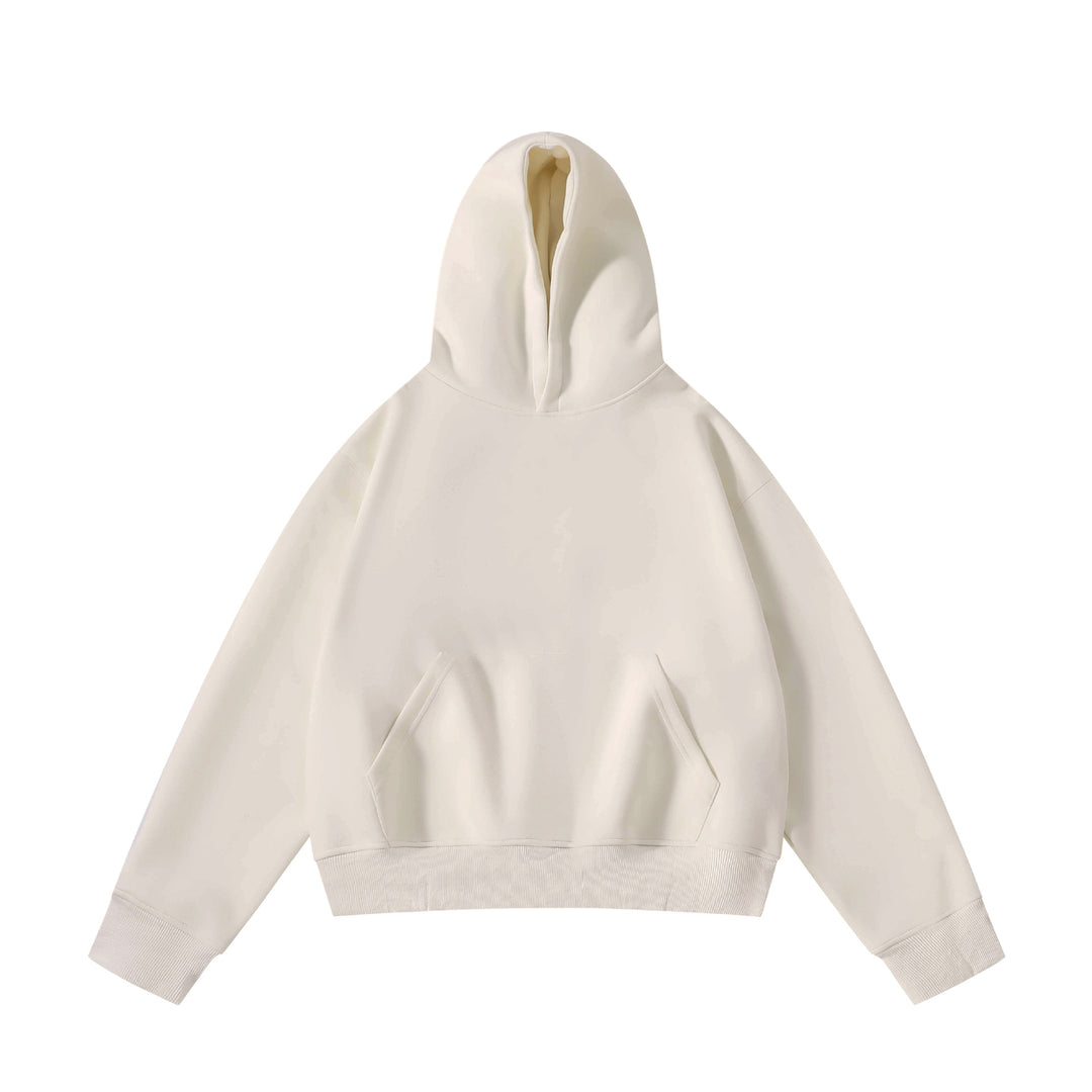 Unisex schwerer Oversize-Kapuzenpullover mit doppellagiger Kapuze Kängurutasche und breitem Rippbund Echo Archiv