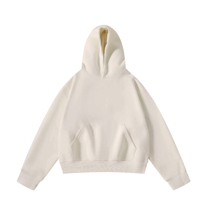 Unisex schwerer Oversize-Kapuzenpullover mit doppellagiger Kapuze Kängurutasche und breitem Rippbund Echo Archiv