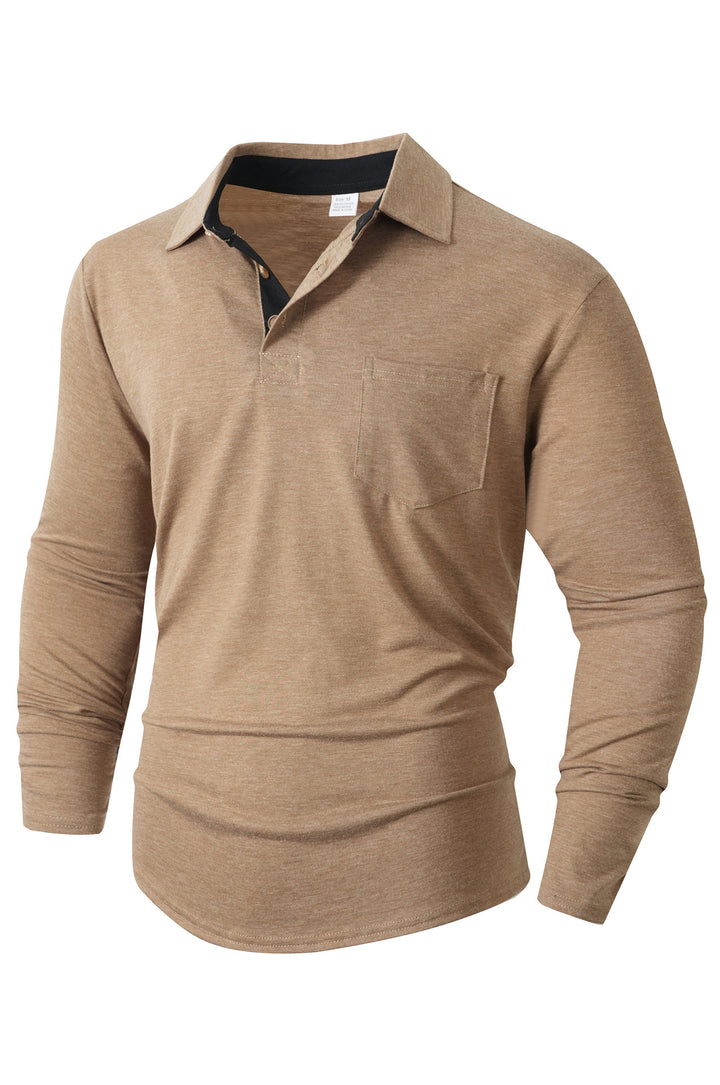 Herren elegantes Langarm Poloshirt mit modernem Kragen und leichtem Stretch Echoarchiv