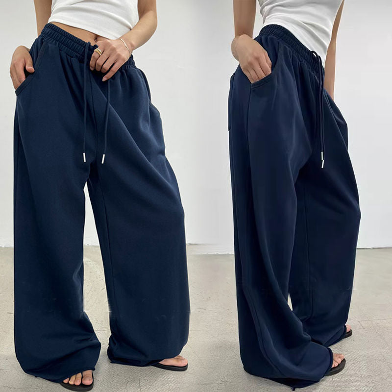 Damen nan weite High-Waist Loungehose mit gerafftem Bund und Kordelzug Echo Archiv