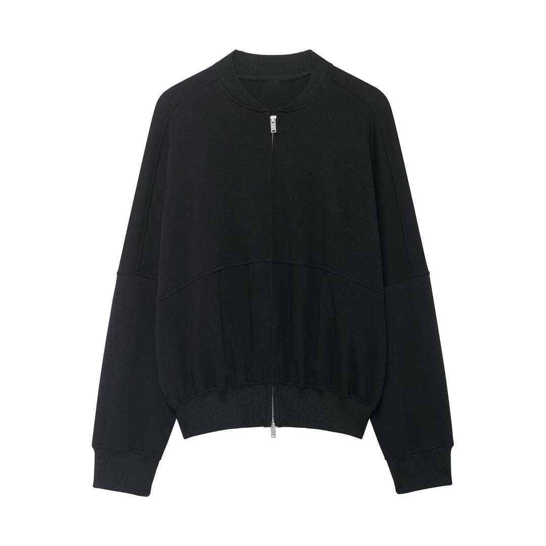Damen Cropped-Boxy-Bomberjacke mit Zwei-Wege-Reißverschluss und elastischem Bund Echoarchiv