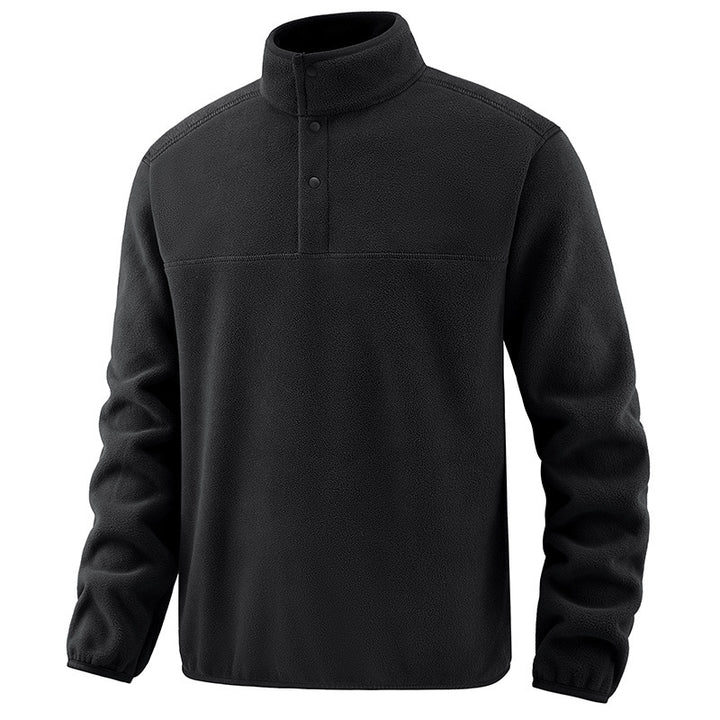 Herren Legerer Thermo-Fleece-Troyer mit Knopfleiste und elastischen Bündchen Echo Archiv