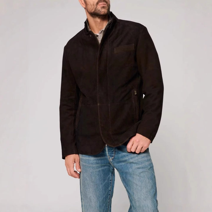Herren Wildlederjacke mit modernem Schnitt und praktischen Taschen Echoarchiv