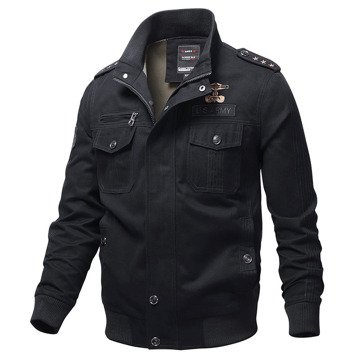 Herren modische Feldjacke mit praktischen Taschen und Samtkragen Echoarchiv