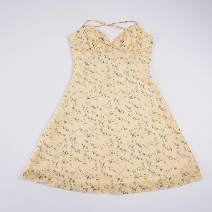 Damen Kurzarm Sommerkleid mit floralem Design und verstellbaren Spaghettiträgern Echo Archiv